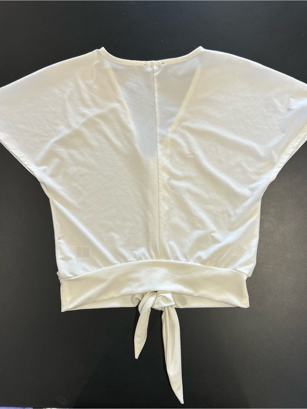 Dynamite White Button-Front Tie Crop Top - Picture 3 of 4
